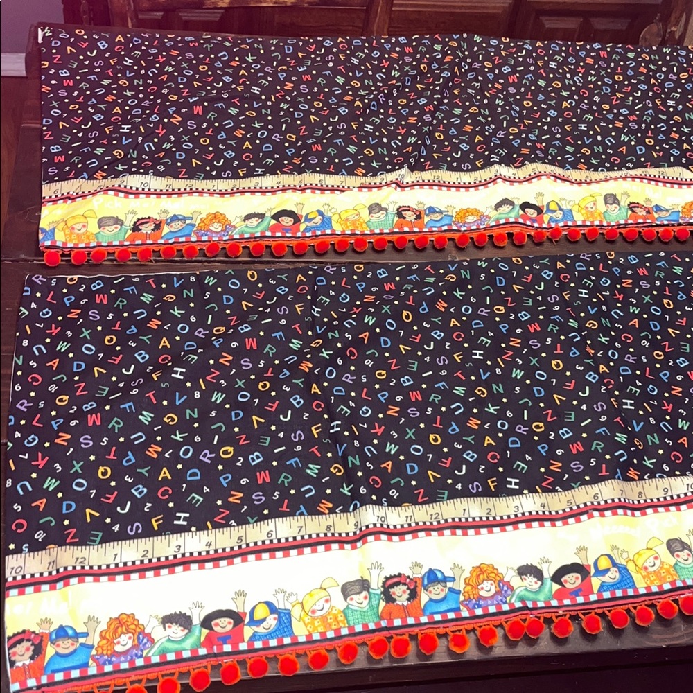 Vintage 80s Handmade School House Curtains